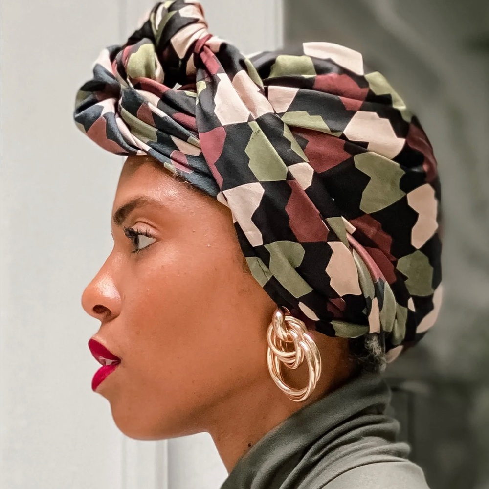 Africa Camo Dreams Satin Headwrap Scarf